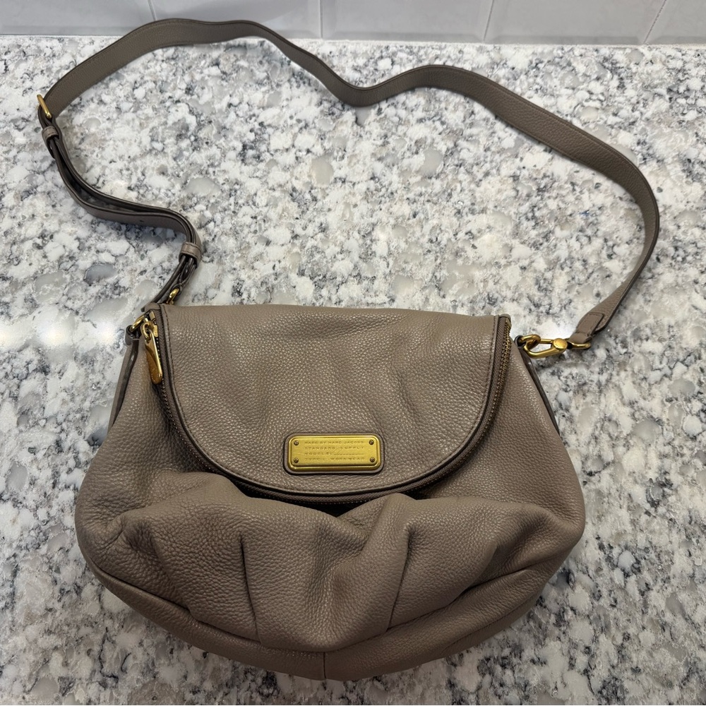 Marc Jacobs Cement Shoulder Bag with Gold Hardware